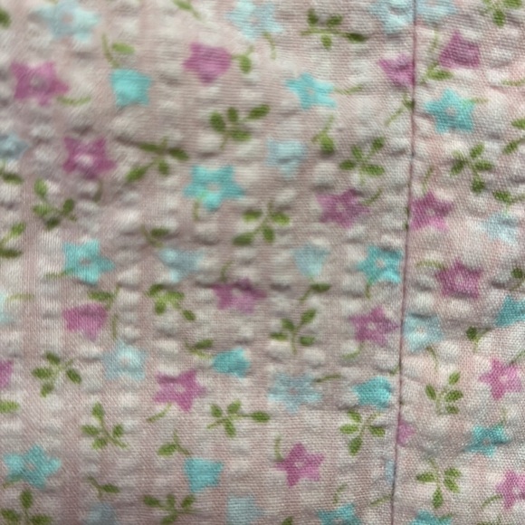 Vintage Children's Pink Rumpled Cotton Ditsy Floral Short Sleeve Wide Leg Romper - Picture 4 of 6